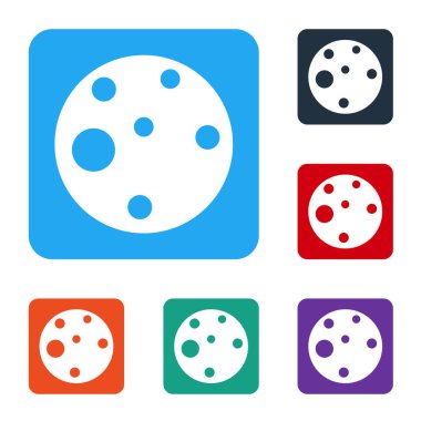 Beyaz Gezegen Mars simgesi beyaz arkaplanda izole edildi. Renkli kare düğmelerle simgeleri ayarla. Vektör.