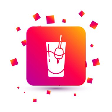 Beyaz Kokteyl Bloody Mary ikonu beyaz arka planda izole edilmiş. Kare renk düğmesi. Vektör.