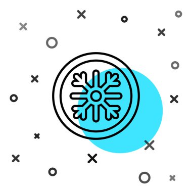 Beyaz arkaplanda siyah çizgi Kar Tanesi simgesi izole edildi. Rastgele dinamik şekiller. Vektör.