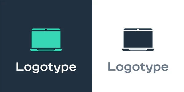 Logotype Laptop Icoon Geïsoleerd Witte Achtergrond Notitieboekje Met Leeg Scherm — Stockvector
