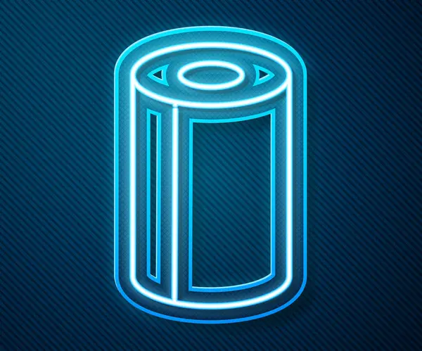 Leuchtende Neon Linie Papierhandtuchrolle Symbol Isoliert Auf Blauem Hintergrund Vektor — Stockvektor