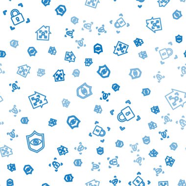 Kalkan 'ın göz taramasını ayarlayın. Kilitli parmak izi ve pürüzsüz desenli akıllı yüz tanımlaması. Vektör.