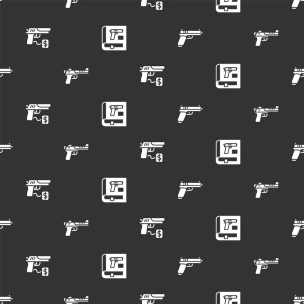 Set Pistol Gun Desert Eagle Buying Pistol Book Seamless Pattern — Stock Vector