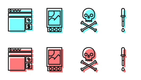 Set Line Crâne Sur Les Croisés Acheter Des Médicaments Ligne — Image vectorielle