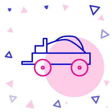 Vahşi batı hattı araba ikonu beyaz arka planda izole edildi. Renkli taslak konsepti. Vektör İllüstrasyonu.