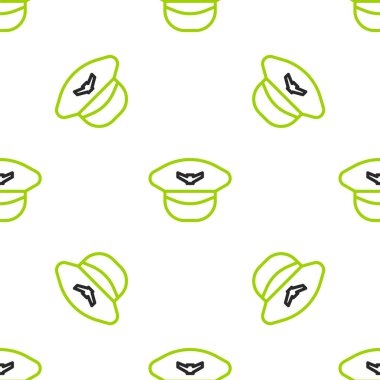 Çizgi Pilot şapka simgesi beyaz arkaplanda izole edilmiş kusursuz desen. Vektör İllüstrasyonu.