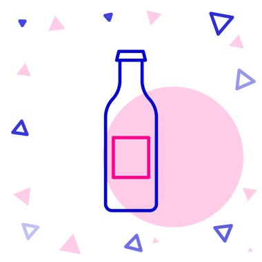 Çizgi bira şişesi simgesi beyaz arkaplanda izole edildi. Renkli taslak konsepti. Vektör İllüstrasyonu.