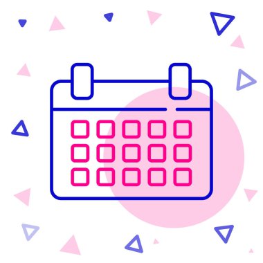 Çizgi Takvimi simgesi beyaz arkaplanda izole edildi. Olay hatırlatma sembolü. Renkli taslak konsepti. Vektör İllüstrasyonu.