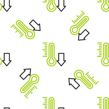 Meteoroloji çizgisi termometresi beyaz arkaplanda izole edilmiş ikonu ölçüyor. Termometre termometresi sıcak ya da soğuk hava gösteriyor. Vektör.