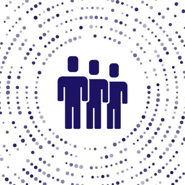 Mavi Kullanıcılar grubu simgesi beyaz arkaplanda izole edildi. Bir grup insan ikonu. İş simgesi - kullanıcı profili simgesi. Soyut çember rastgele noktalar. Vektör.