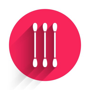 Kulak simgesi için uzun gölgeli beyaz pamuklu bez. Kırmızı daire düğmesi. Vektör.