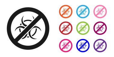 Siyah Durak GDO simgesi beyaz arkaplanda izole edildi. Genetik olarak değiştirilmiş organizma kısaltması. DNA gıda modifikasyonu. Simgeleri renklendirin. Vektör.