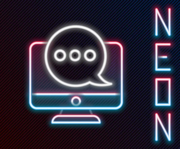 Linea Neon Incandescente Nuova Notifica Messaggi Chat Sull Icona Del — Vettoriale Stock