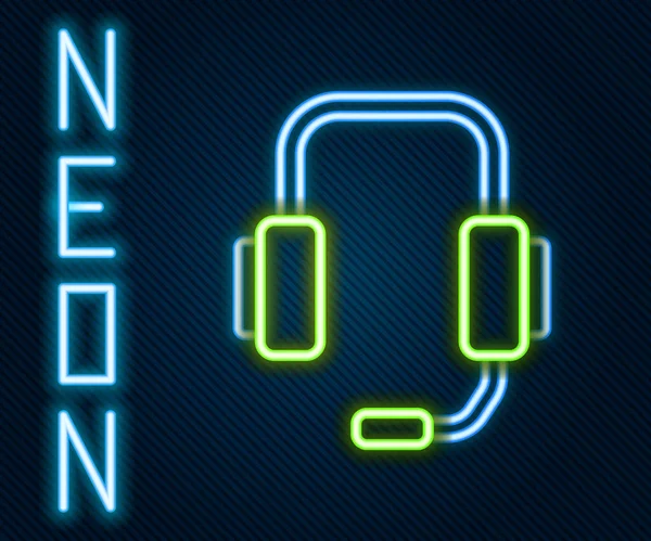 Świecąca Neon Line Online Psychologiczne Doradztwo Ikona Odległość Izolowane Czarnym — Wektor stockowy