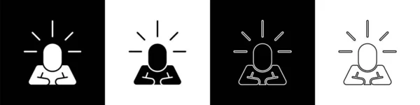 Définissez Icône Dépression Frustration Isolée Sur Fond Noir Blanc Homme — Image vectorielle
