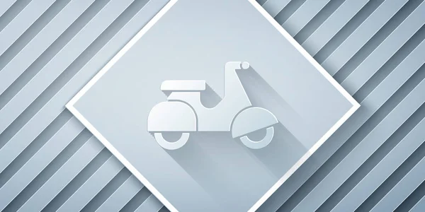 Paper Cut Scooter Delivery Icon Isolated Grey Background Delivery Service — Stock Vector