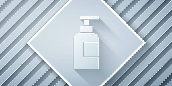 Paper Cut Bottle Shampoo Icon Isolated Grey Background Gaya Seni - Stok Vektor