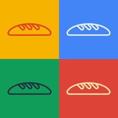 Pop sanat eseri somun ekmek simgesi renk arkaplanında izole edildi. Vektör İllüstrasyonu.