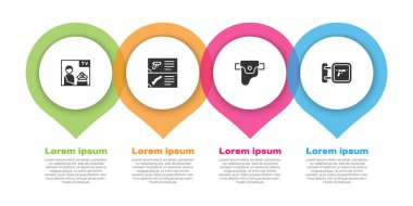 Reklam silahını, silah kataloğunu, silah kılıfını ve av dükkanını ayarla. Ticari bilgi şablonu. Vektör.