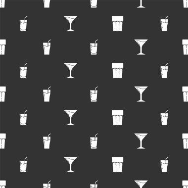 Bardağı suyla, meyve suyuyla, kokteyl ve martini bardağıyla kusursuz bir şekilde hazırla. Vektör.