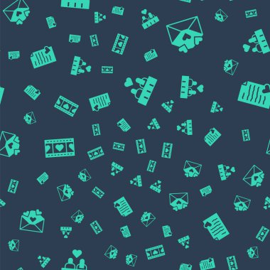 Sevgili Çifti Aşık Et, Sevgililer Günü Kalpli Zarf, Video Oynat ve kusursuz bir şablon. Vektör.