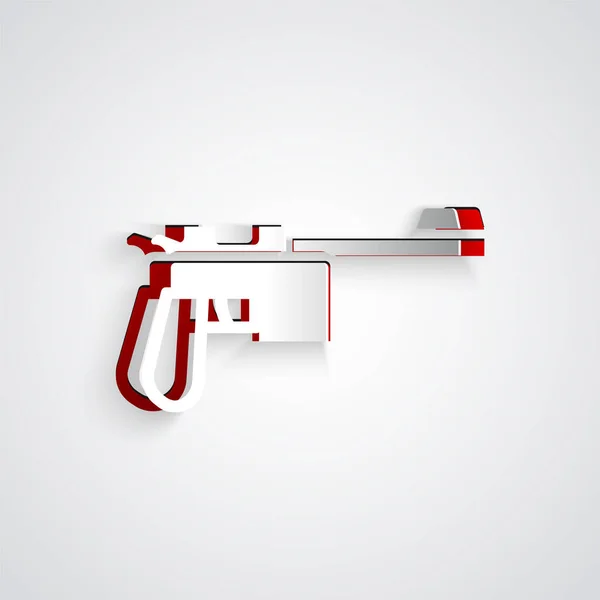 Papel Corte Mauser Pistola Icono Aislado Sobre Fondo Gris Mauser — Vector de stock