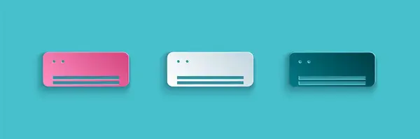 Papiergeschnittenes Klimasymbol Isoliert Auf Blauem Hintergrund Split System Klimaanlage Kühle — Stockvektor