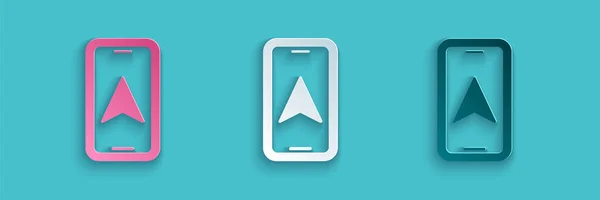 Paper Cut Infographic City Map Navigation Icon Isolated Blue Background — Stockový vektor