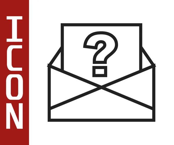 Zwarte Lijn Envelop Met Vraagteken Pictogram Geïsoleerd Witte Achtergrond Brief — Stockvector
