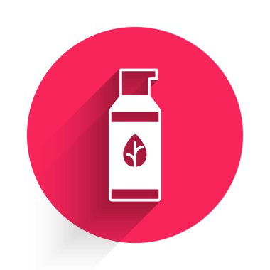 Beyaz organik kozmetik ikonu beyaz arkaplanı izole etti. Vücut bakım ürünleri. Kırmızı daire düğmesi. Vektör.