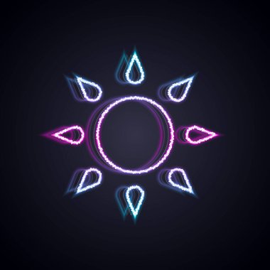 Parlayan neon çizgi simgesi siyah arkaplanda izole edildi. Vektör.