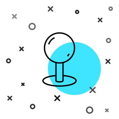 Siyah çizgi itme simgesi beyaz arkaplanda izole edildi. Raptiye işareti. Rastgele dinamik şekiller. Vektör.