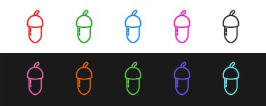 Siyah ve beyaz arka planda izole edilmiş çizgi palamut simgesi. Vektör.