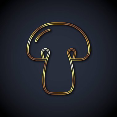 Altın çizgi mantar ikonu, altın çizgi arkaplanını izole etti. Vektör.