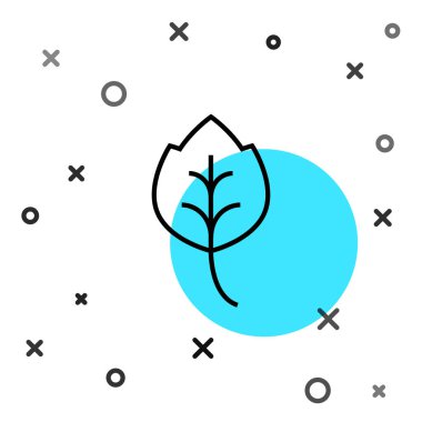 Siyah çizgi Yaprak simgesi Siyah çizgi arkaplanını izole etti. İşaret bırakıyor. Taze doğal ürün sembolü. Rastgele dinamik şekiller. Vektör.