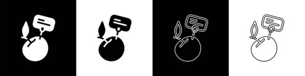 Set Supermarket food products with price label icon isolated on black and white background.  Vector.