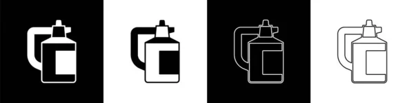 Set Garden Sprayer Water Fertilizer Chemicals Icon Isolated Black White — Stock Vector