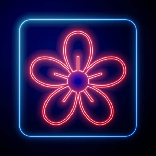 Leuchtende Neonfarbene Blume Auf Schwarzem Hintergrund Vektor — Stockvektor