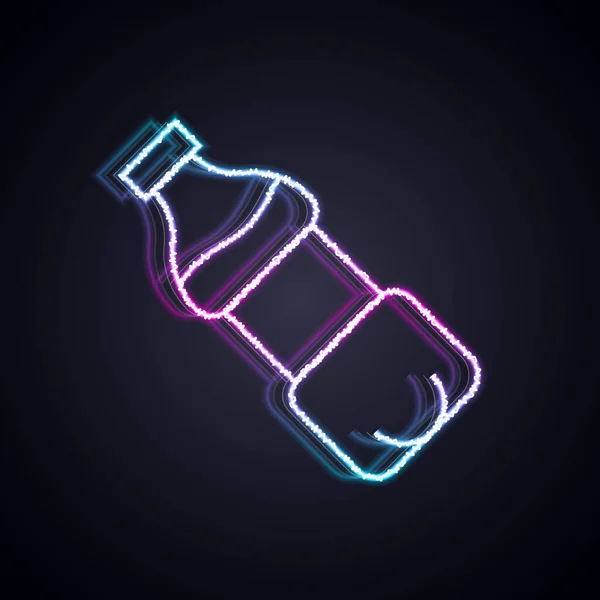 Glowing Neon Line Bottle Water Icon Isolated Black Background Tanda - Stok Vektor