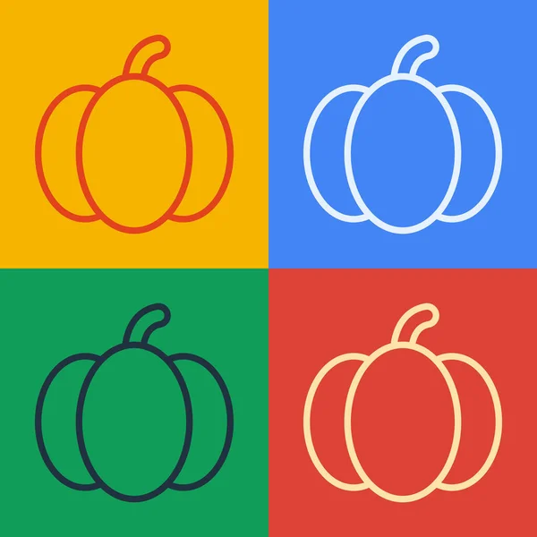 Pop Art Line Pumpkin Icon Isolated Pop Art Line Background — Stock Vector