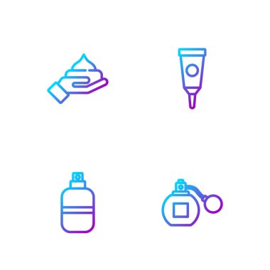 Parfüm, krem ya da losyon kozmetik tüpü ve... Renk simgeleri. Vektör