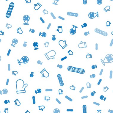 Noel eldiveni, Snowboard ve Snowflake 'i kusursuz bir şekilde dizin. Vektör