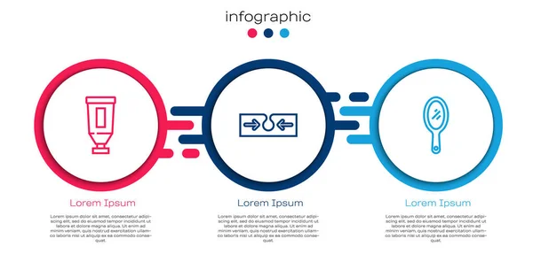 Set Linie Creme Oder Lotion Kosmetikschlauch Akne Und Handspiegel Geschäftsinfografische — Stockvektor