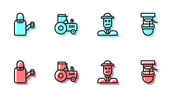 Scarecrow Watering Can Tractor Well Bucket Icon Vector — 스톡 벡터