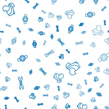 Çizgi anahtarı, bisiklet tişörtü ve Smart saatini kusursuz desene ayarlayın. Vektör