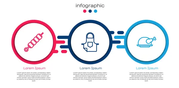 Ställ Linje Grillad Shish Kebab Köksförkläde Och Rostad Kalkon Eller — Stock vektor