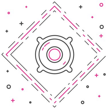 Hat Stereo hoparlörü simgesi beyaz arkaplanda izole edildi. Ses sistemi hoparlörleri. Müzik ikonu. Müzikal sütun hoparlörü. Renkli taslak konsepti. Vektör İllüstrasyonu.