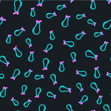 Çizgi Pear simgesi siyah arkaplanda izole edilmiş. Yaprak sembollü meyve. Vektör İllüstrasyonu.