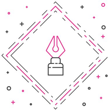 Line Fountain kalem ucu simgesi beyaz arkaplanda izole edildi. Kalem aleti işareti. Renkli taslak konsepti. Vektör İllüstrasyonu.