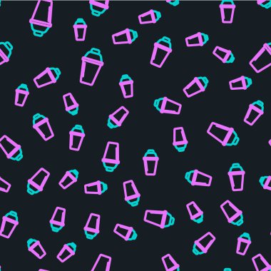 Çizgi Kokteyl Sallama simgesi siyah arkaplanda izole edilmiş kusursuz desen. Vektör.